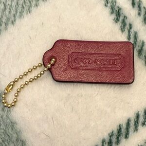Coach Burgundy Leather Keychain with Gold Bead Chain
